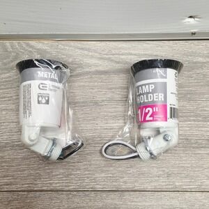 Commercial Electric 2 Pack White Metal Lamp Holder 1/2 In Threaded Stem WLT100W